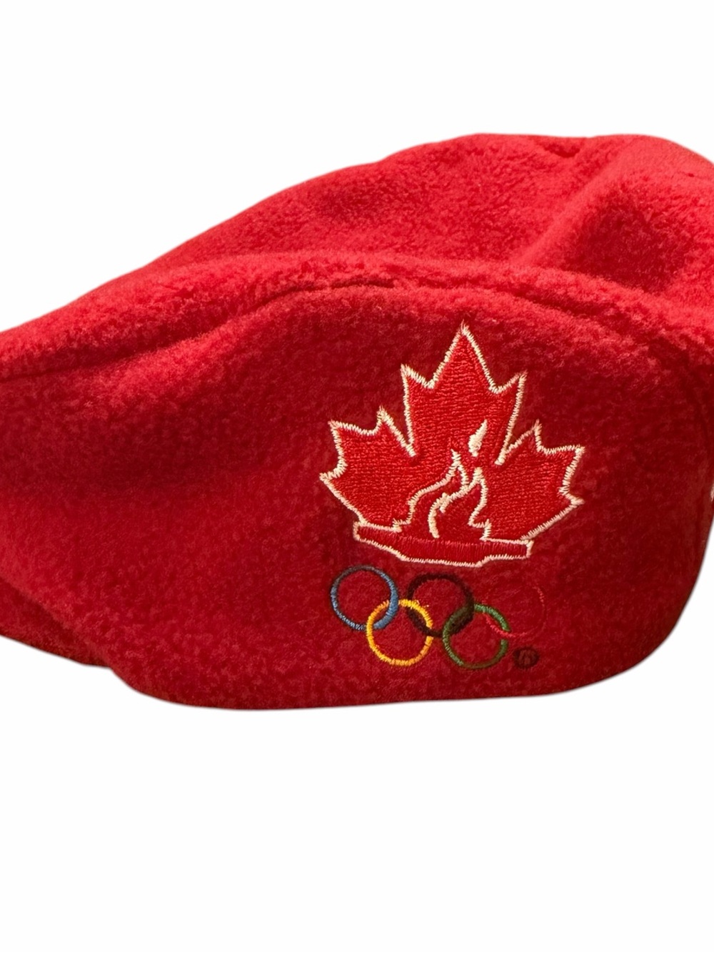 90s Roots Athletic Olympic Nordic Fleece Hat Poor Boy Beret Canada Nagano Red S